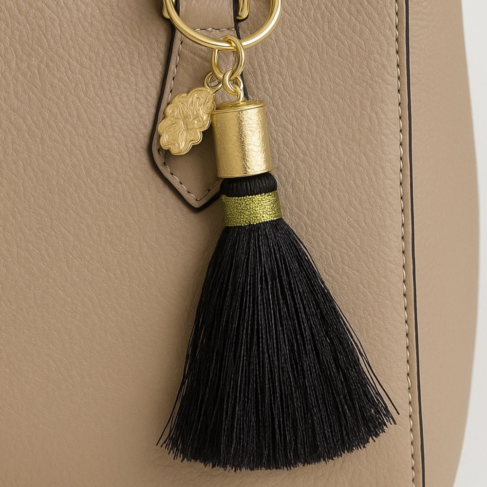 Gold & Black Tassel Keychain Charm